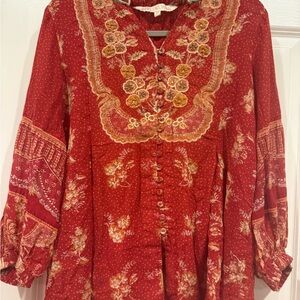 Bohemian Red Floral Top
